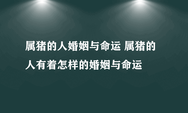 属猪的人婚姻与命运 属猪的人有着怎样的婚姻与命运