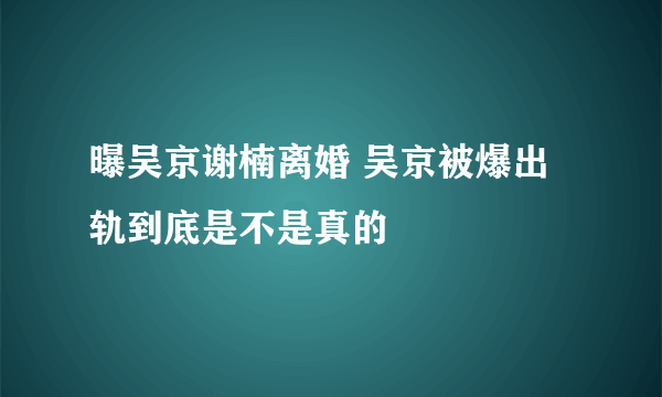 曝吴京谢楠离婚 吴京被爆出轨到底是不是真的