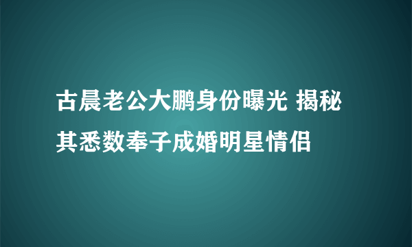 古晨老公大鹏身份曝光 揭秘其悉数奉子成婚明星情侣