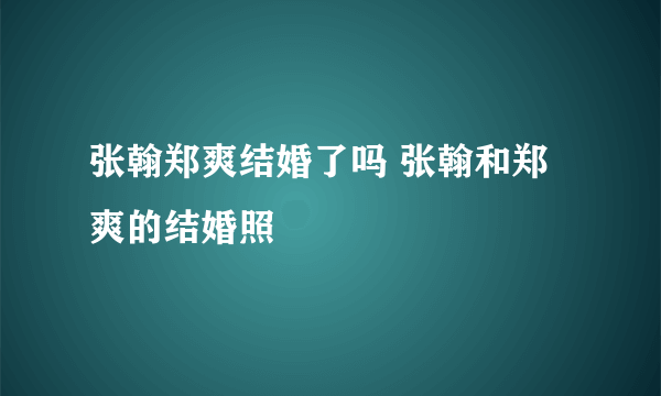 张翰郑爽结婚了吗 张翰和郑爽的结婚照