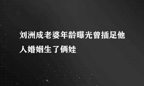 刘洲成老婆年龄曝光曾插足他人婚姻生了俩娃