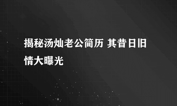 揭秘汤灿老公简历 其昔日旧情大曝光