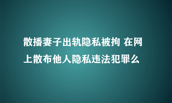 散播妻子出轨隐私被拘 在网上散布他人隐私违法犯罪么