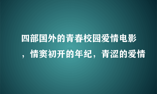 四部国外的青春校园爱情电影，情窦初开的年纪，青涩的爱情