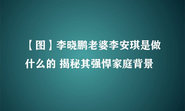 【图】李晓鹏老婆李安琪是做什么的 揭秘其强悍家庭背景