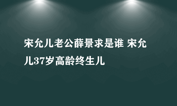 宋允儿老公薛景求是谁 宋允儿37岁高龄终生儿