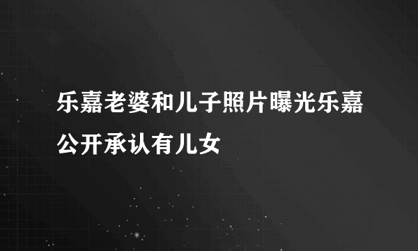 乐嘉老婆和儿子照片曝光乐嘉公开承认有儿女