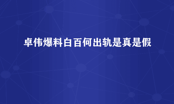 卓伟爆料白百何出轨是真是假