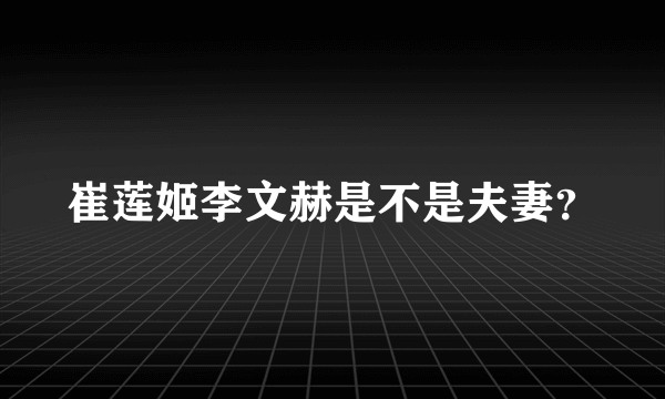 崔莲姬李文赫是不是夫妻？