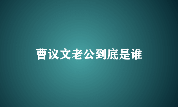 曹议文老公到底是谁