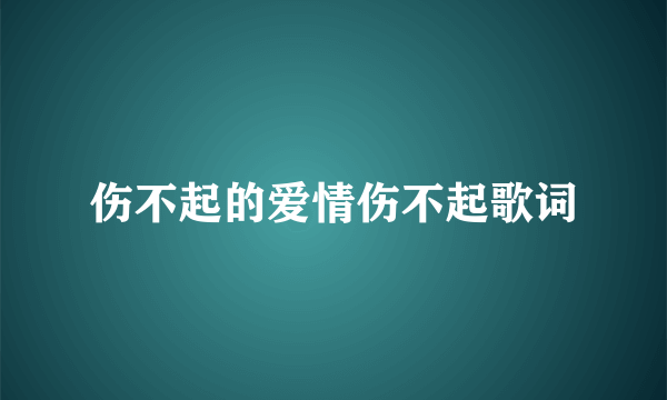 伤不起的爱情伤不起歌词