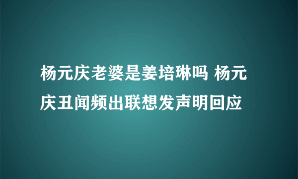 杨元庆老婆是姜培琳吗 杨元庆丑闻频出联想发声明回应