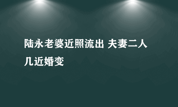 陆永老婆近照流出 夫妻二人几近婚变