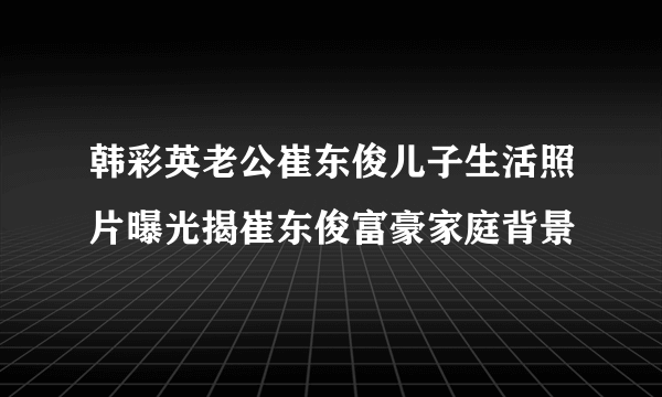 韩彩英老公崔东俊儿子生活照片曝光揭崔东俊富豪家庭背景