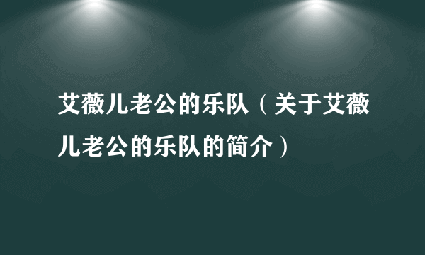 艾薇儿老公的乐队（关于艾薇儿老公的乐队的简介）