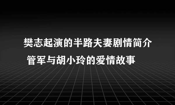 樊志起演的半路夫妻剧情简介 管军与胡小玲的爱情故事