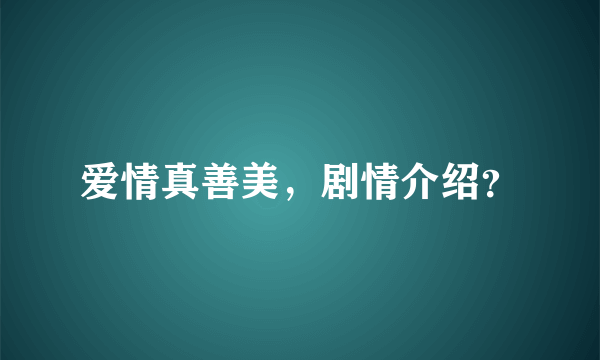 爱情真善美，剧情介绍？