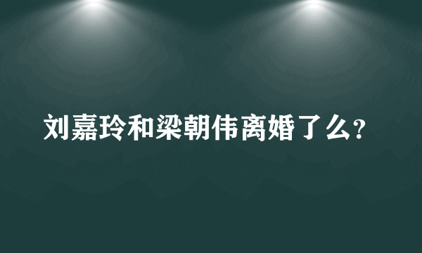 刘嘉玲和梁朝伟离婚了么？