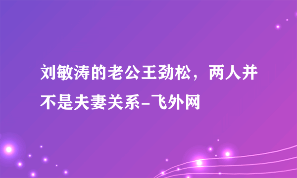 刘敏涛的老公王劲松，两人并不是夫妻关系-飞外网