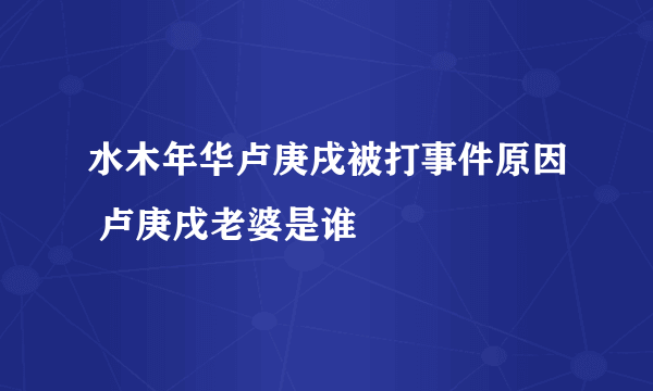 水木年华卢庚戌被打事件原因 卢庚戌老婆是谁