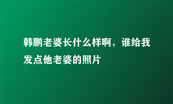 韩鹏老婆长什么样啊，谁给我发点他老婆的照片