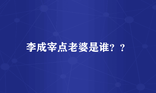 李成宰点老婆是谁？？