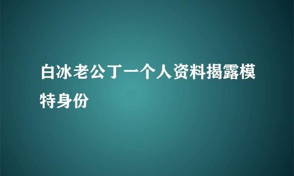 白冰老公丁一个人资料揭露模特身份