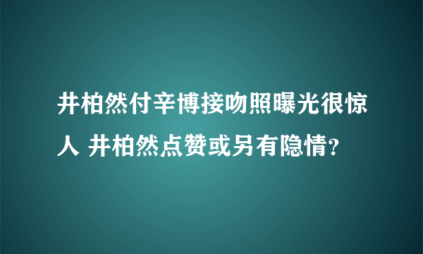 井柏然付辛博接吻照曝光很惊人 井柏然点赞或另有隐情？