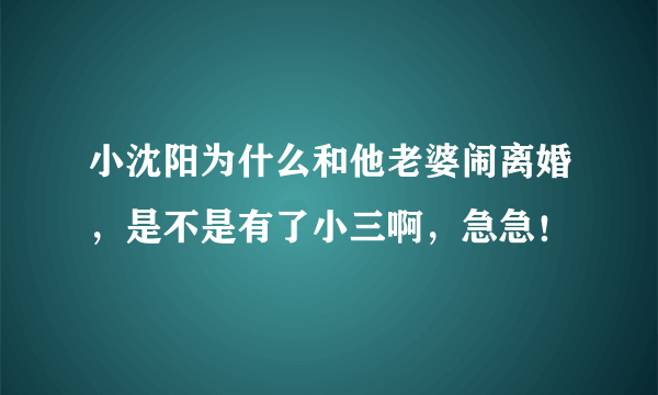 小沈阳为什么和他老婆闹离婚，是不是有了小三啊，急急！