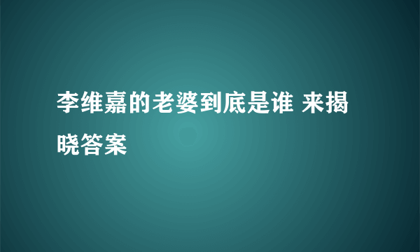 李维嘉的老婆到底是谁 来揭晓答案