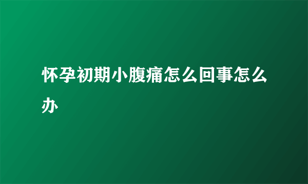 怀孕初期小腹痛怎么回事怎么办