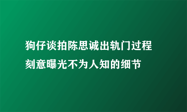 狗仔谈拍陈思诚出轨门过程 刻意曝光不为人知的细节