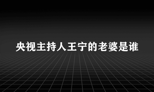 央视主持人王宁的老婆是谁