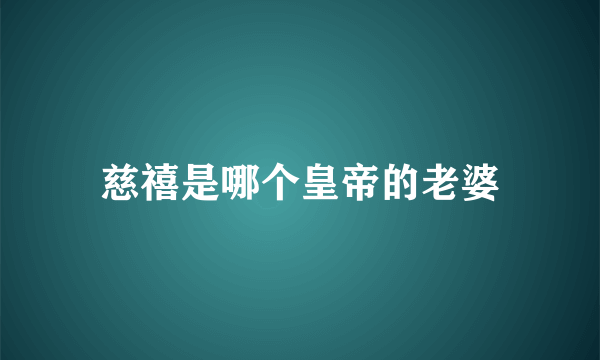 慈禧是哪个皇帝的老婆