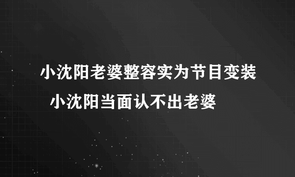 小沈阳老婆整容实为节目变装  小沈阳当面认不出老婆