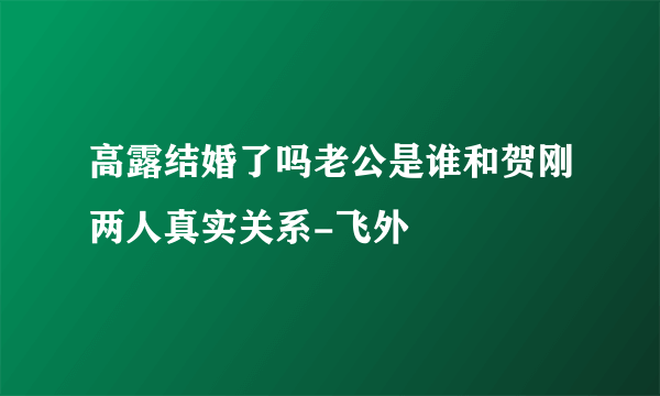 高露结婚了吗老公是谁和贺刚两人真实关系-飞外