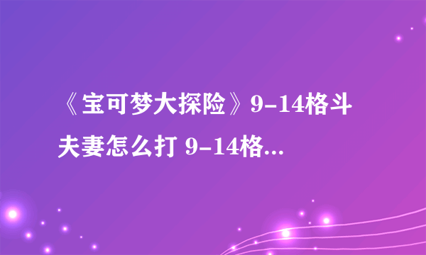 《宝可梦大探险》9-14格斗夫妻怎么打 9-14格斗夫妻打法攻略