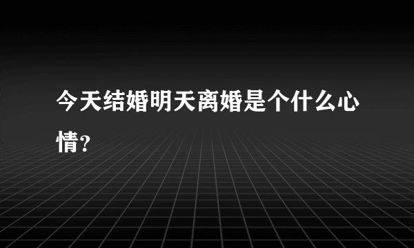 今天结婚明天离婚是个什么心情？