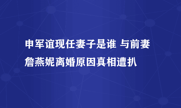 申军谊现任妻子是谁 与前妻詹燕妮离婚原因真相遭扒