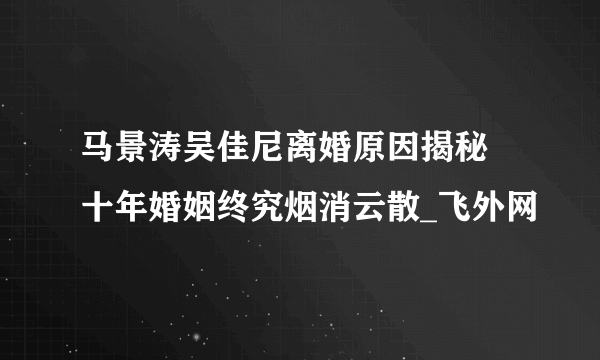 马景涛吴佳尼离婚原因揭秘 十年婚姻终究烟消云散_飞外网