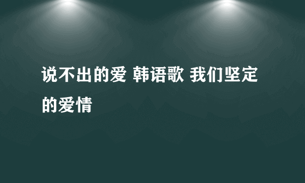 说不出的爱 韩语歌 我们坚定的爱情