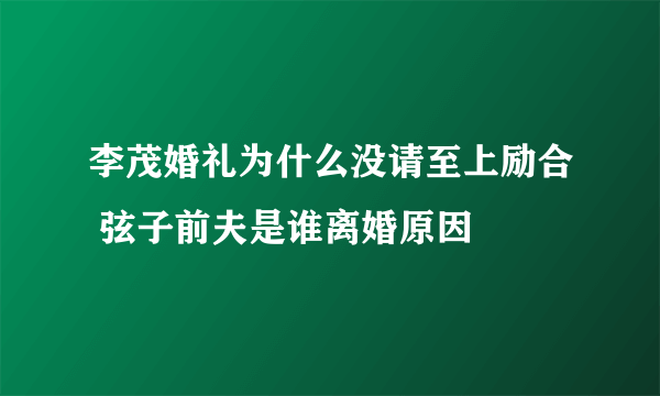 李茂婚礼为什么没请至上励合 弦子前夫是谁离婚原因