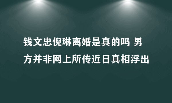 钱文忠倪琳离婚是真的吗 男方并非网上所传近日真相浮出