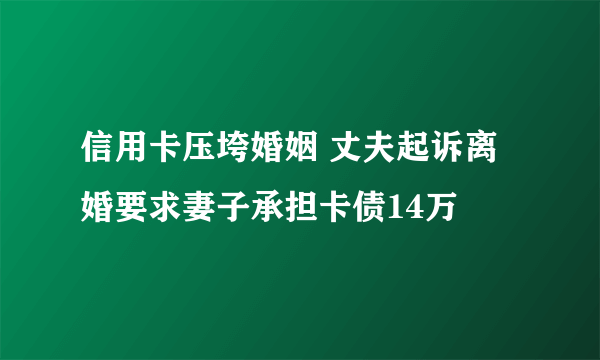 信用卡压垮婚姻 丈夫起诉离婚要求妻子承担卡债14万