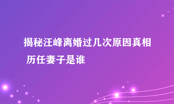 揭秘汪峰离婚过几次原因真相 历任妻子是谁