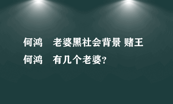 何鸿燊老婆黑社会背景 赌王何鸿燊有几个老婆？