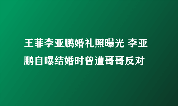 王菲李亚鹏婚礼照曝光 李亚鹏自曝结婚时曾遭哥哥反对