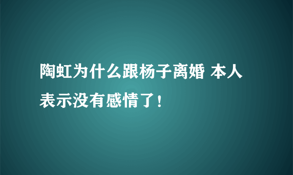 陶虹为什么跟杨子离婚 本人表示没有感情了！