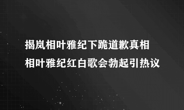 揭岚相叶雅纪下跪道歉真相 相叶雅纪红白歌会勃起引热议