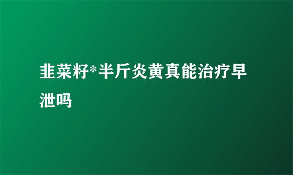 韭菜籽*半斤炎黄真能治疗早泄吗